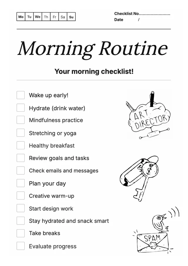 morning routine checklist template