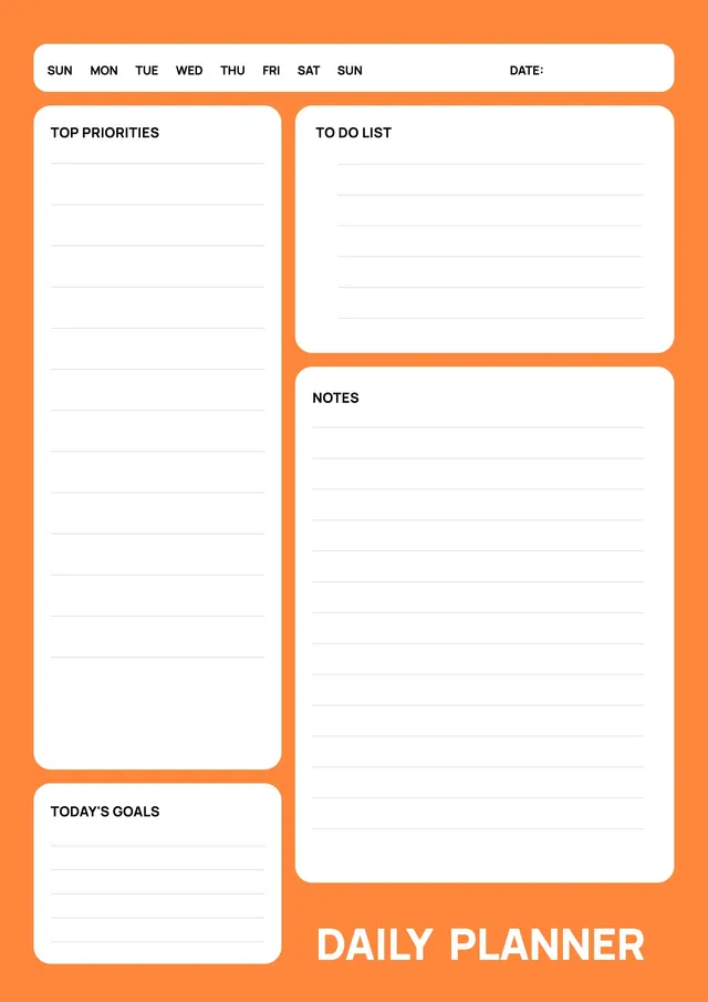 orange daily planner template