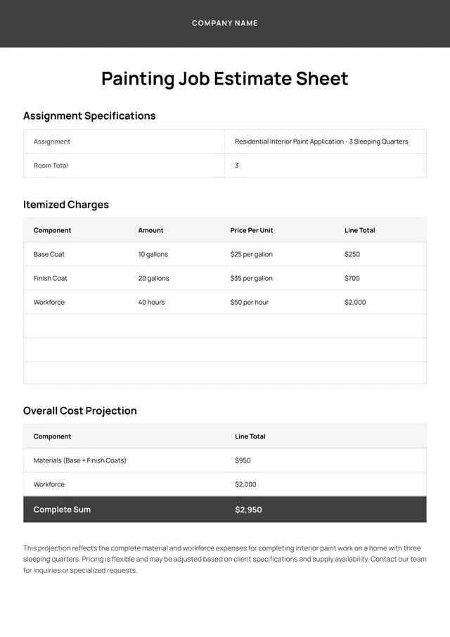 painting-estimate form