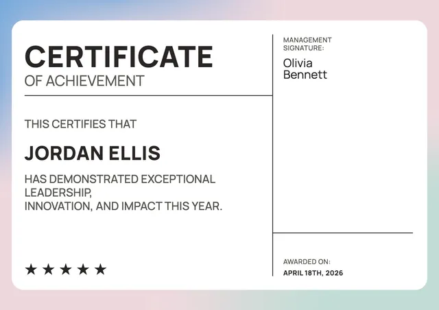 pastel frame certificate of achievement template