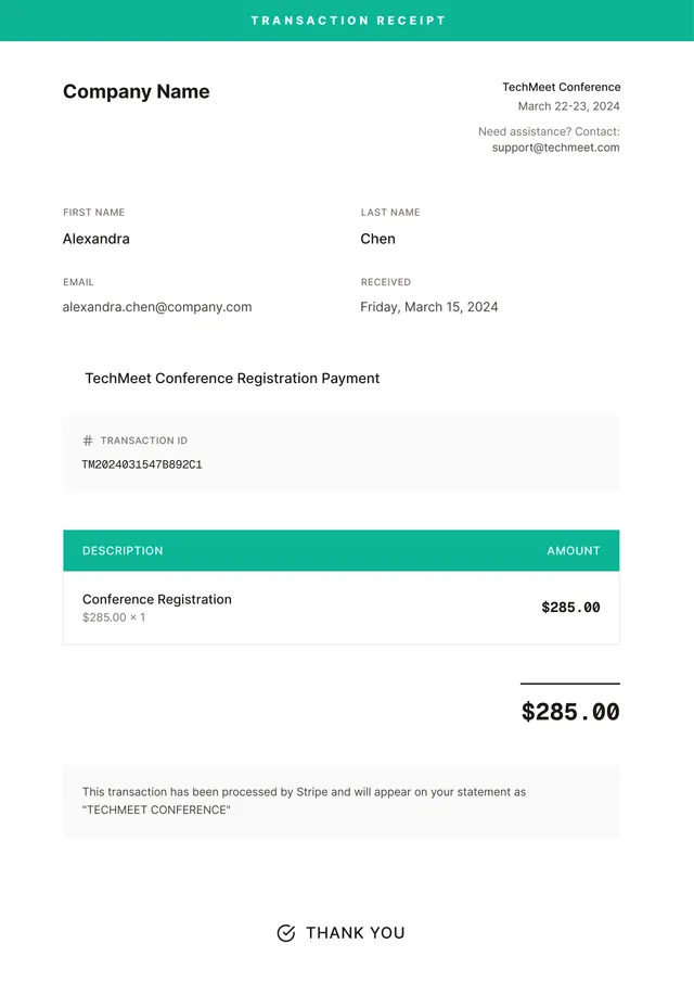 paypal receipt template