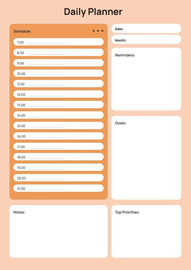 peach daily planner template