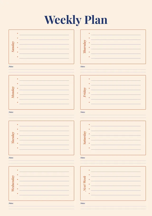 peach weekly calendar template