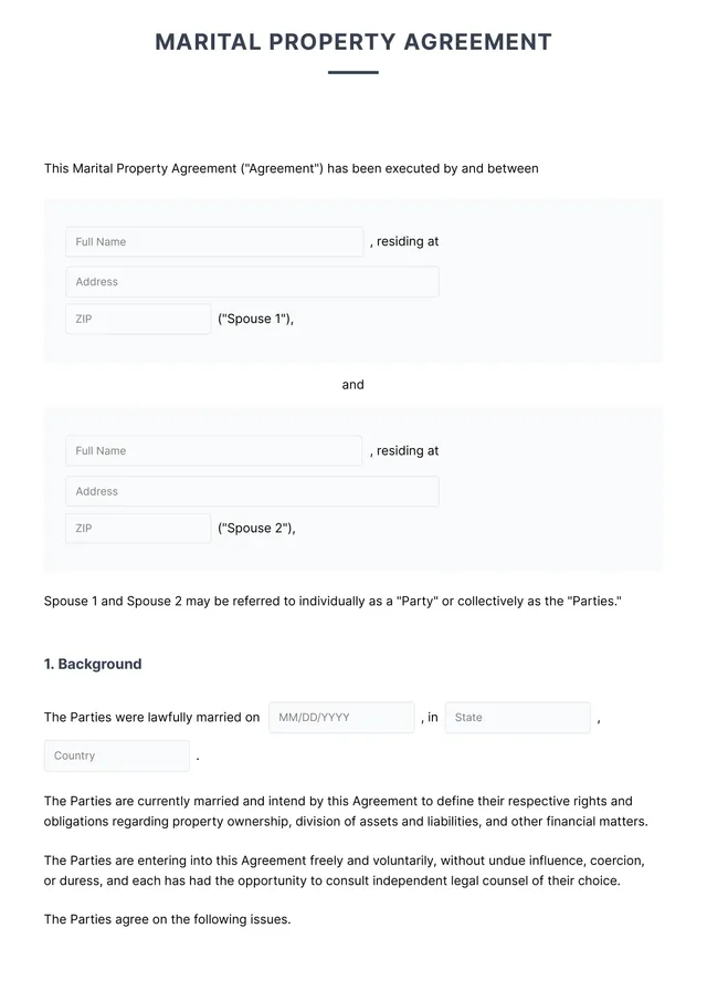 postnuptial agreement template
