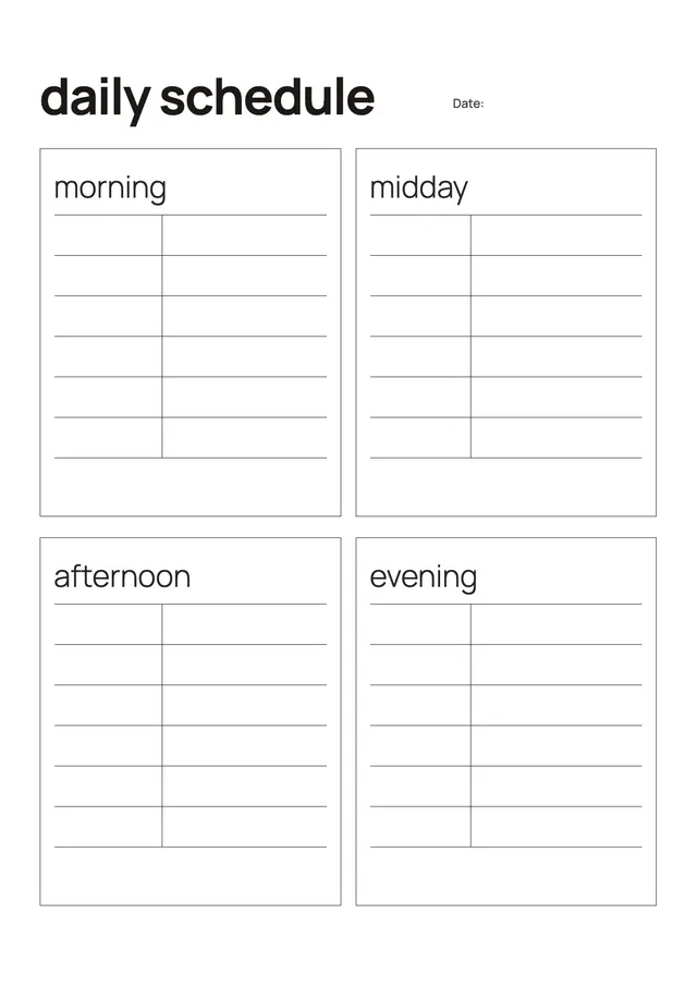 quadrant daily schedule template