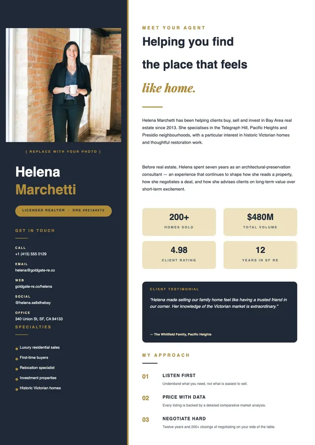 realtor bio template