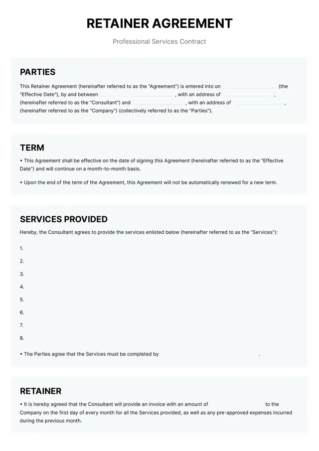 retainer agreement template