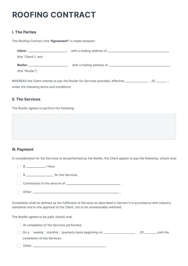 roofing contract template
