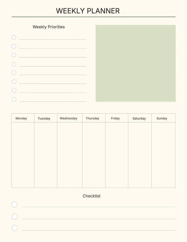sage weekly checklist template