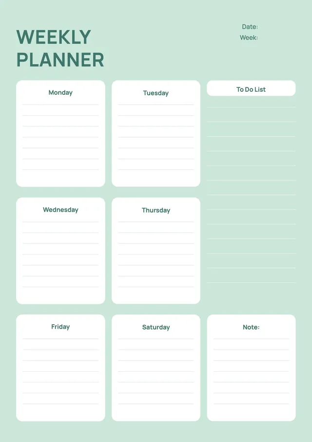 sage weekly planner template
