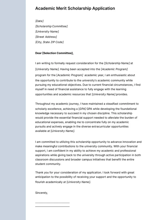 scholarship application template