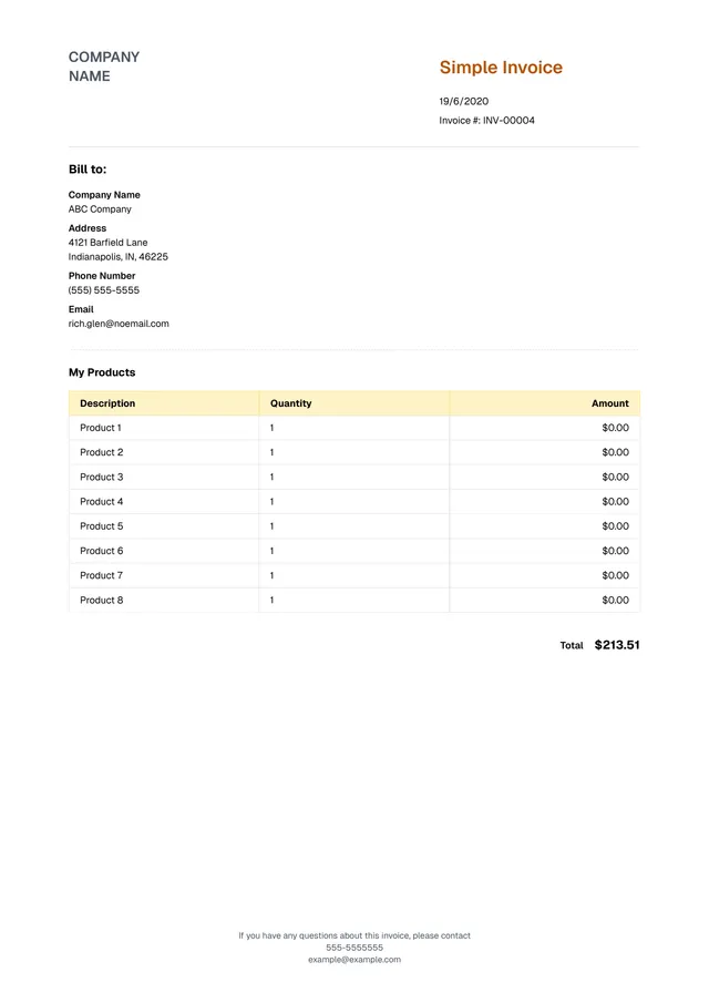 simple invoice template