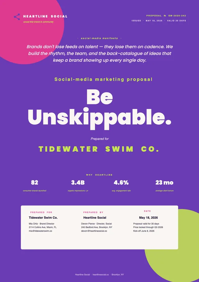 social media marketing proposal template