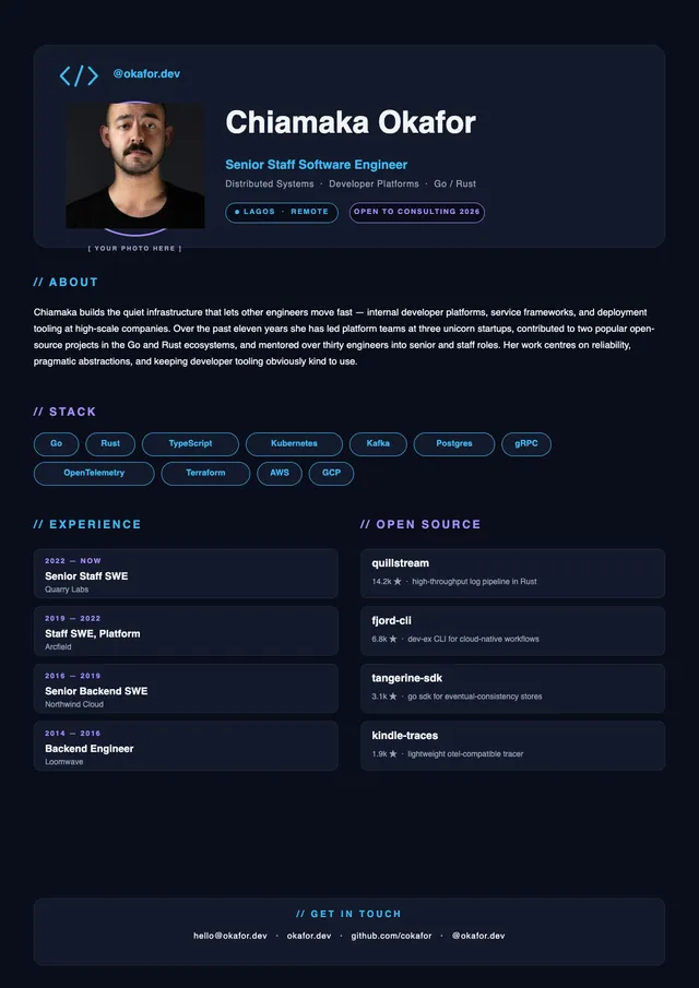 software developer bio template
