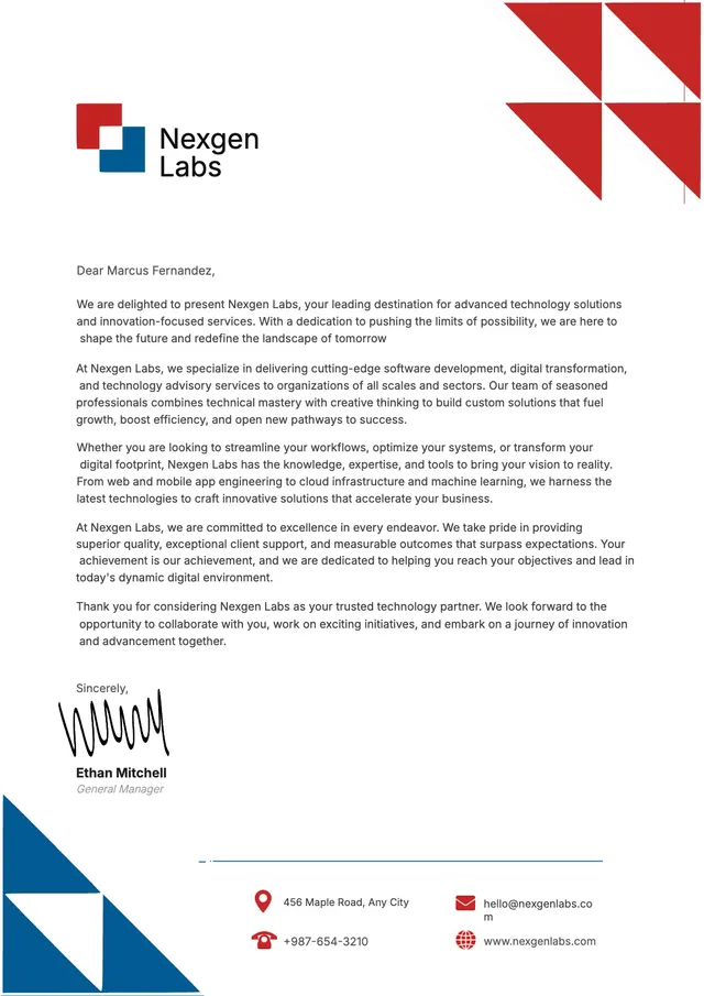 tech company letterhead template