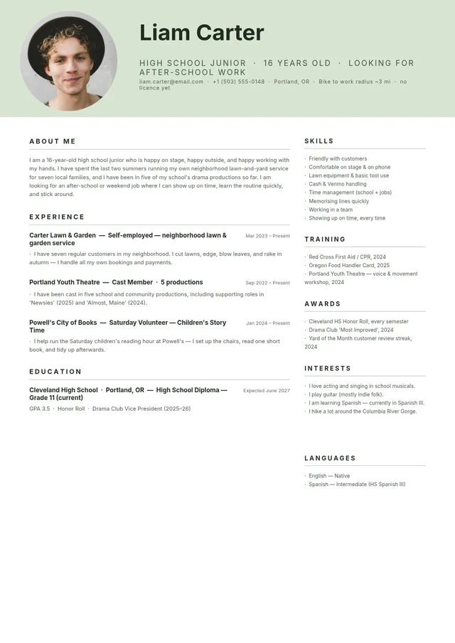teenage resume template
