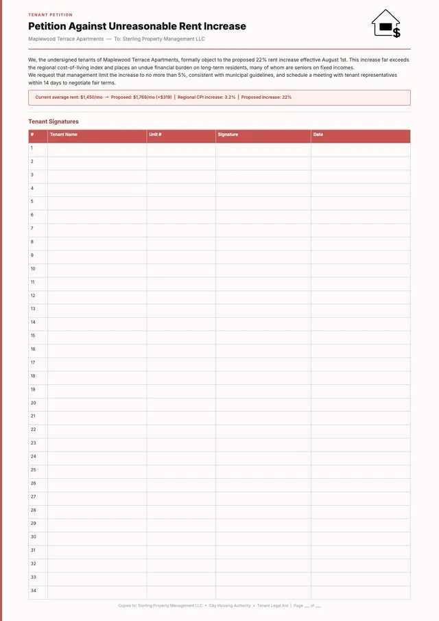 tenant rights petition template