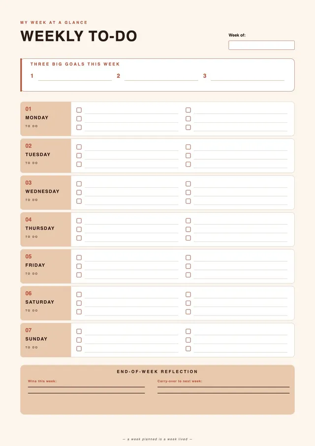 terracotta weekly to do list template