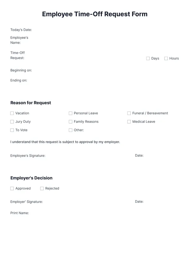 time off request template