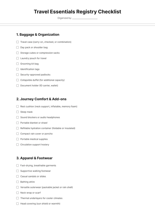 travel-checklist form