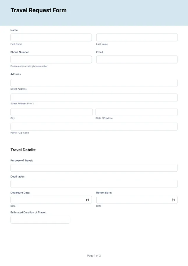 travel request form template