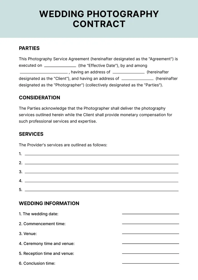 wedding contract template