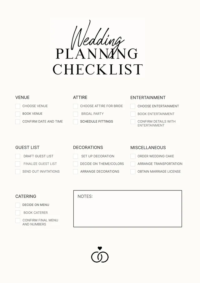 wedding planning checklist template
