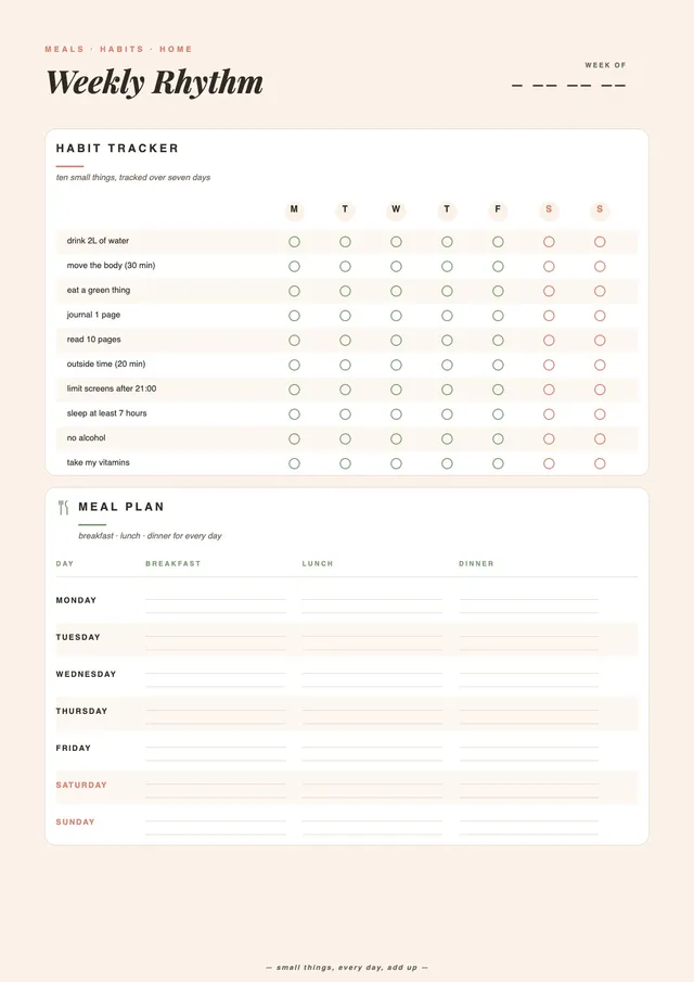 weekly habit tracker to do list template