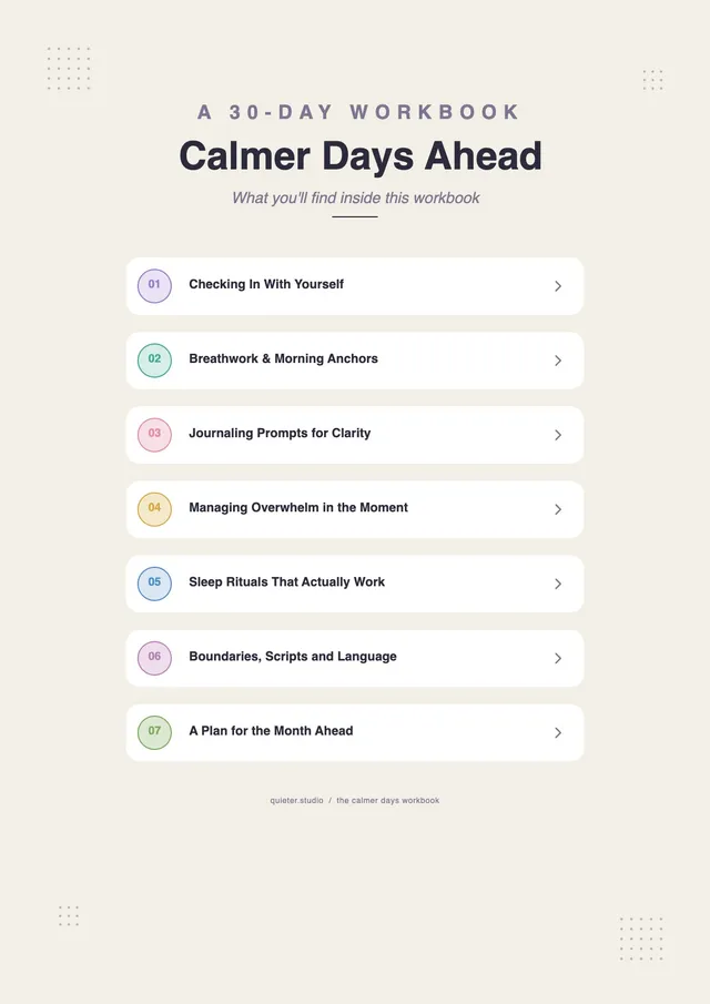 wellness workbook table of contents template