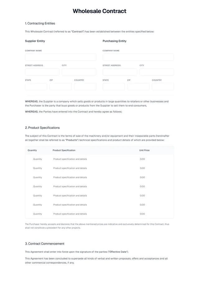 wholesale contract template